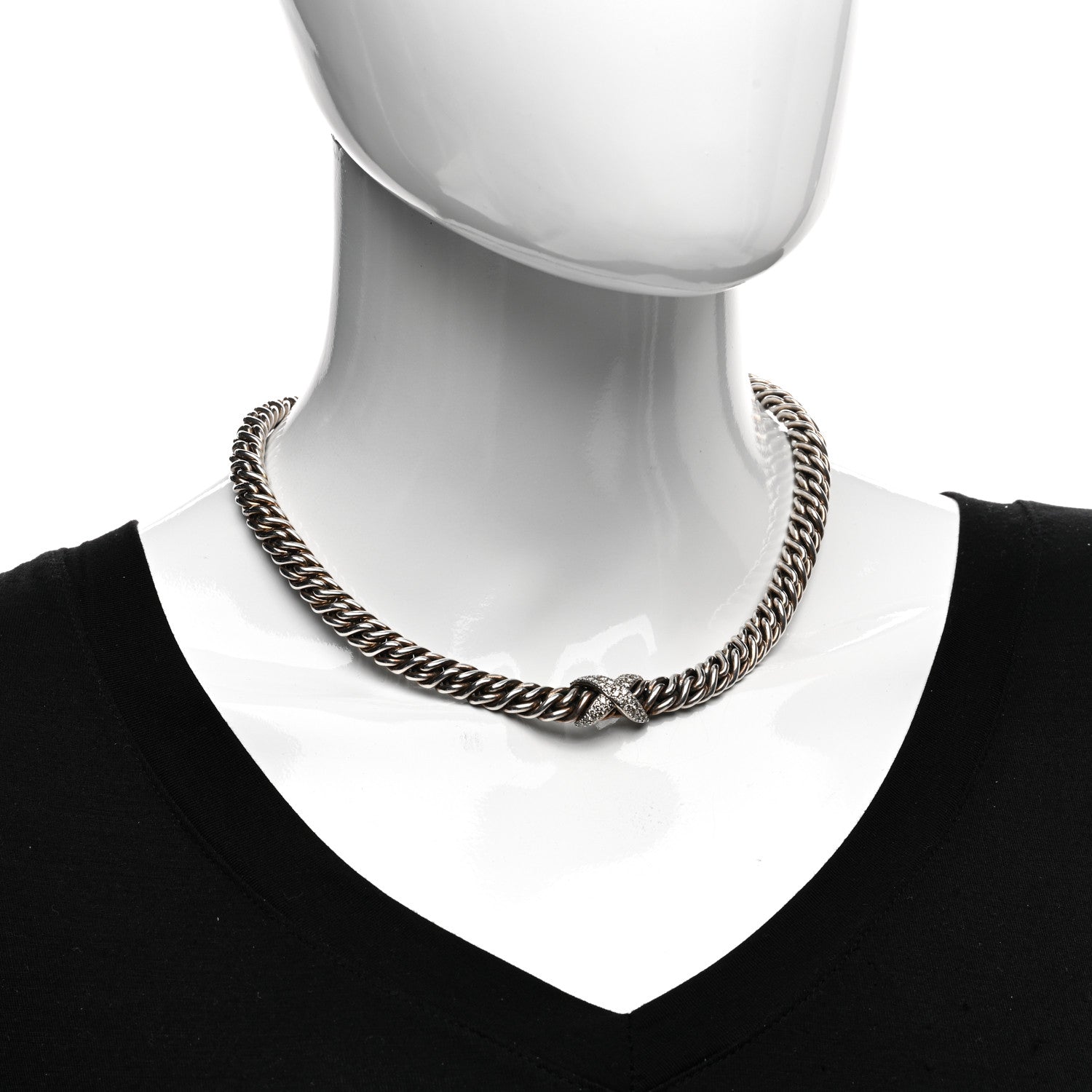 David Yurman Sterling Silver Diamond Lyrica Rope Necklace 2 of 4