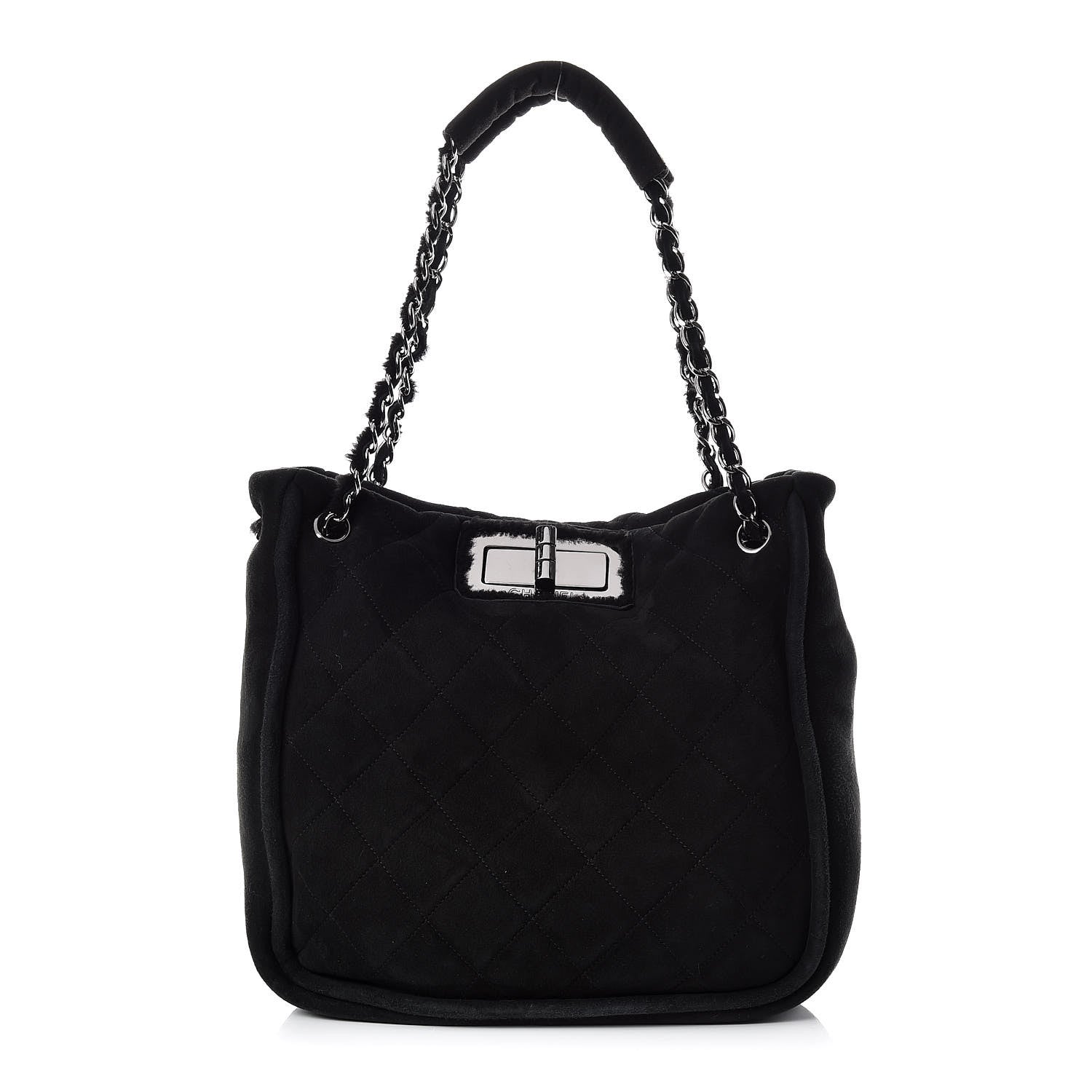 Chanel Shearling Quilted Mademoiselle Tote Black 1 of 10