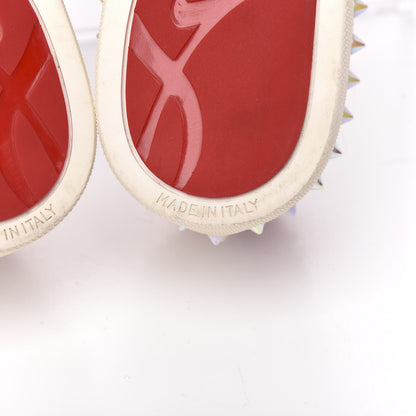 Christian Louboutin Metallic Fabric Lurex Lips Spikes Womens Pik Boat Flat Sneaker 35 White Multicolor 7 of 10