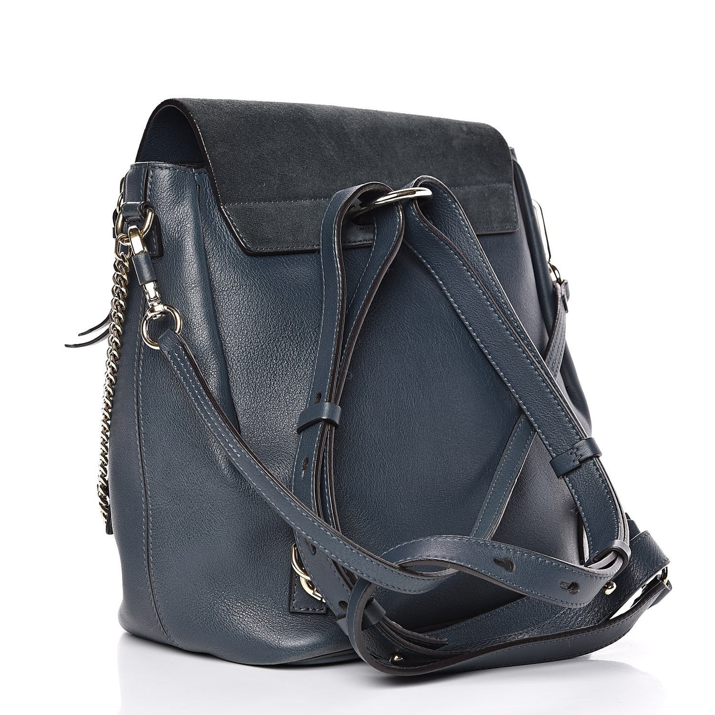 Suede Calfskin Medium Faye Backpack Silver Blue