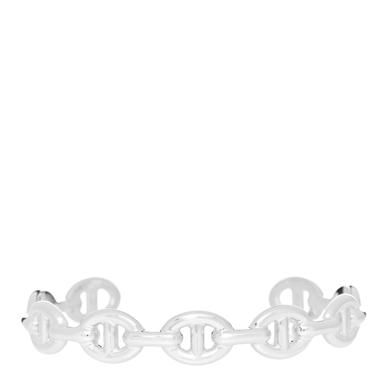 Hermes Sterling Silver MM Chaine d'Ancre Enchainee Cuff Bracelet ST 1 of 5