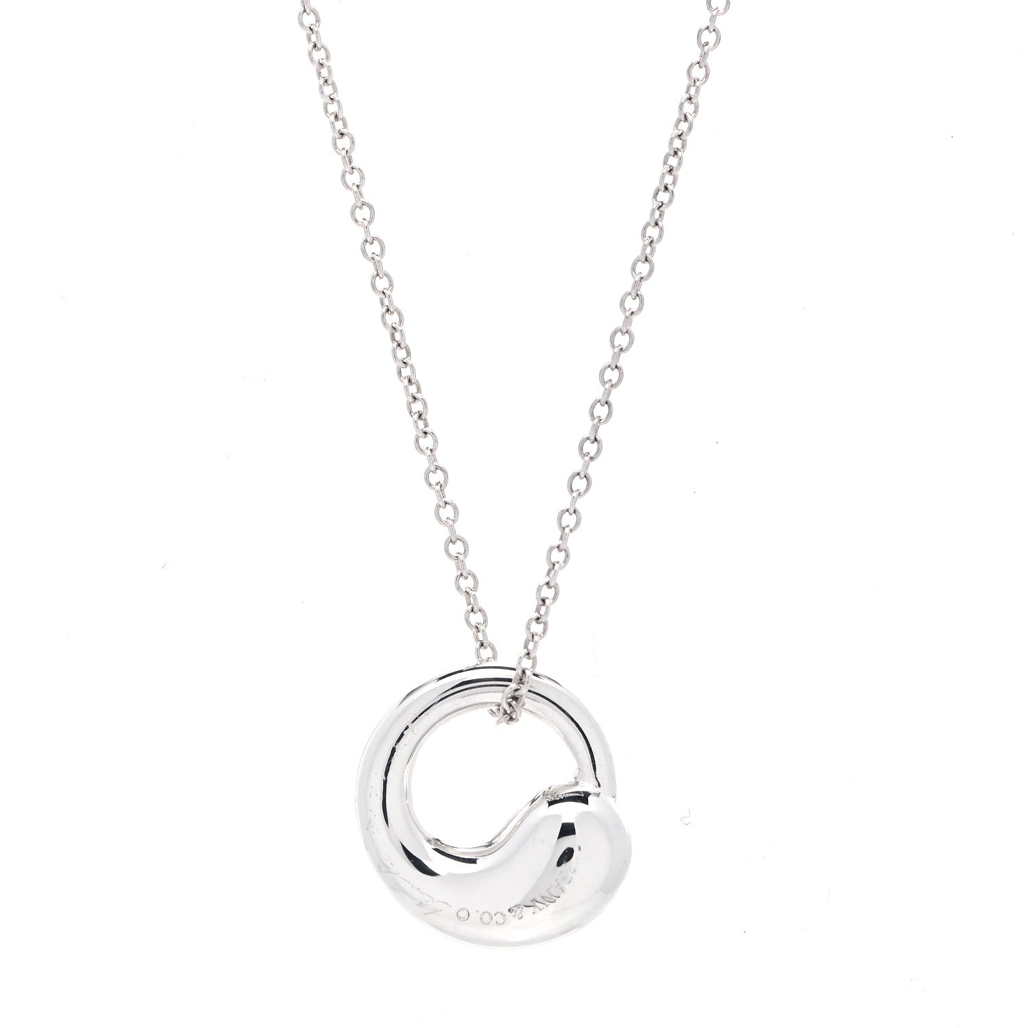 Tiffany Sterling Silver 12mm Elsa Peretti Eternal Circle Pendant Necklace 3 of 6