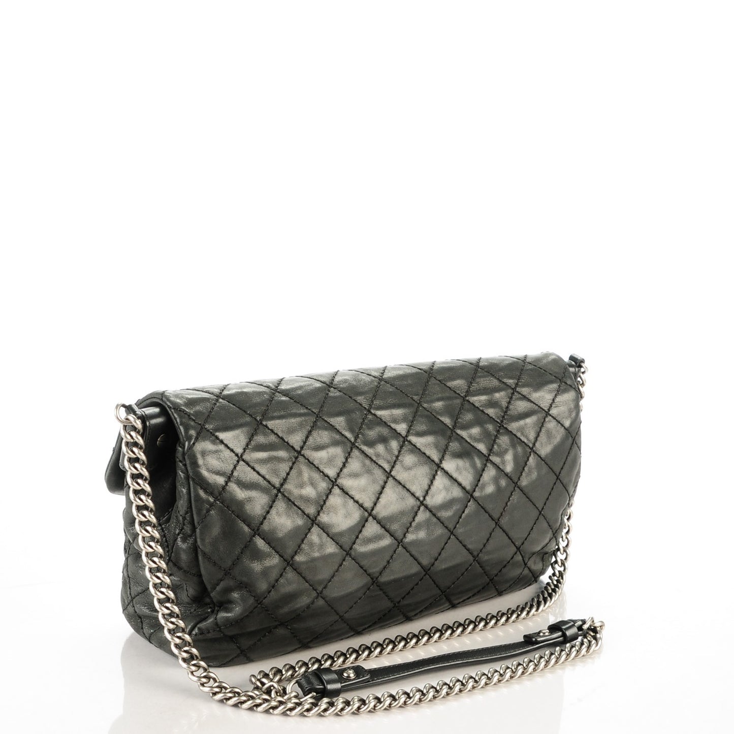 Iridescent Calfskin Large Coco Daily Flap Black