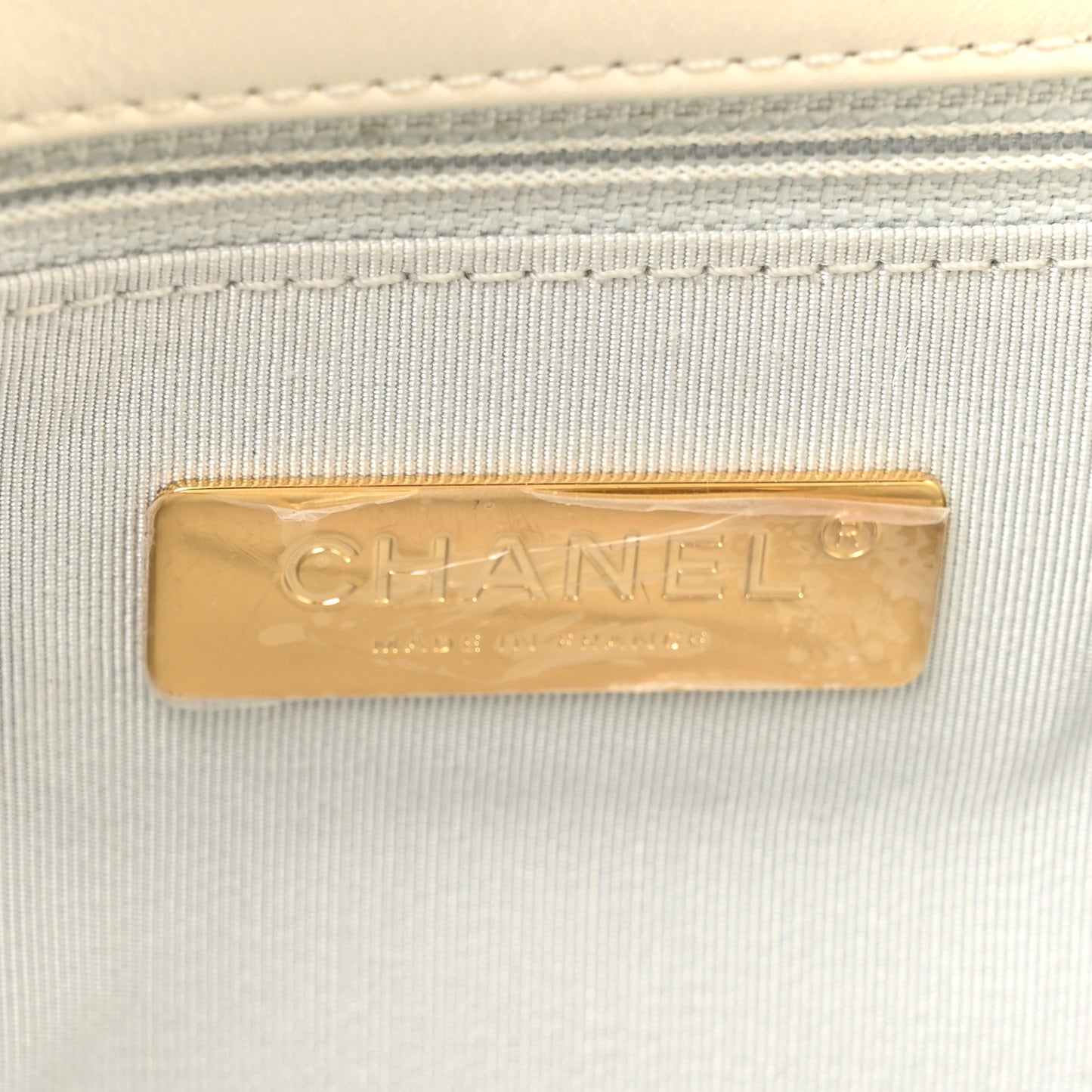 Iridescent Calfskin Quilted Medium Chanel 19 Flap White