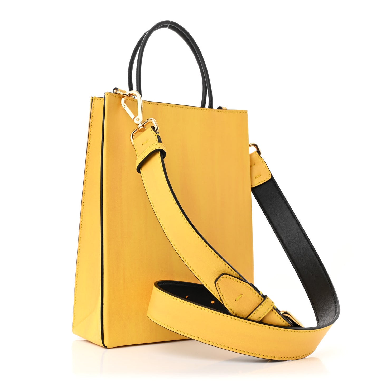 Vitello Fluffy Logo Small Pack Shopper Tote Yellow Box Black