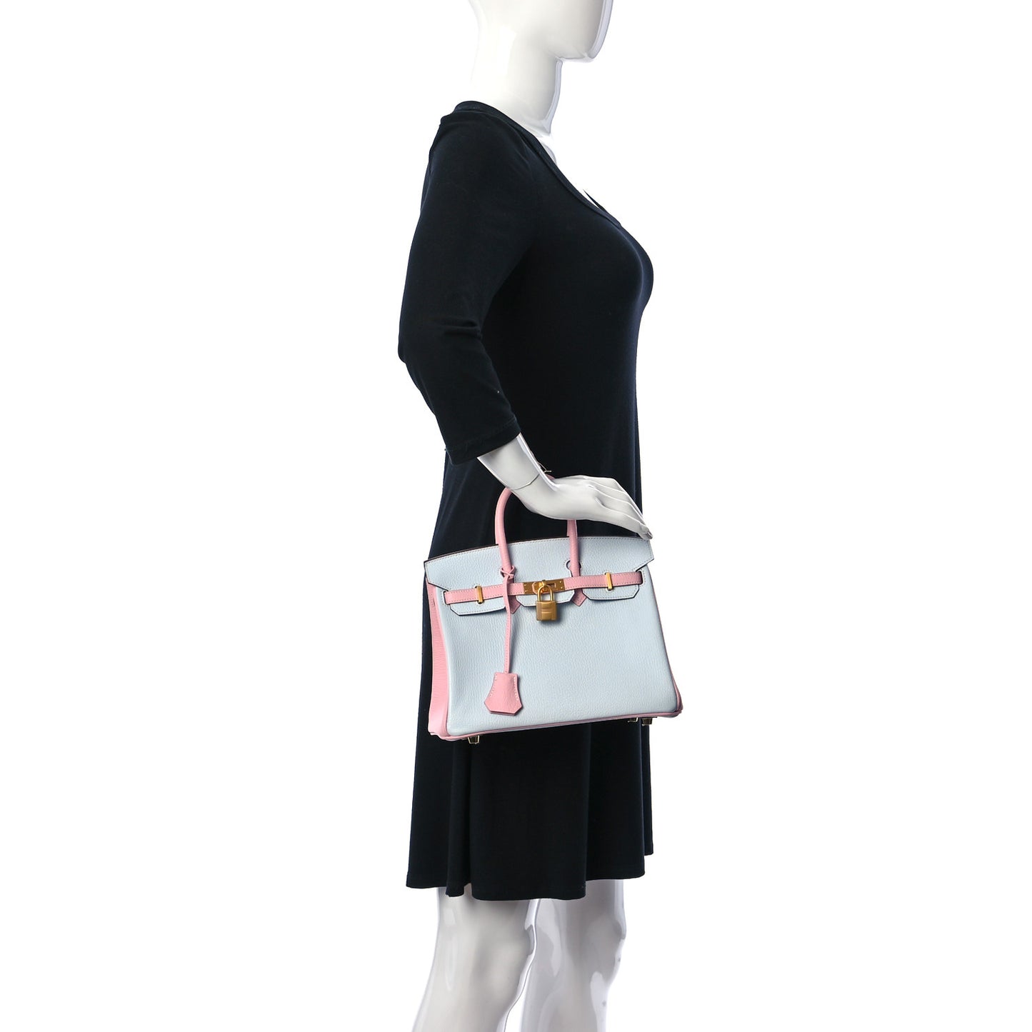 Chevre Mysore Horseshoe Birkin 25 Bleu Brume Rose Sakura