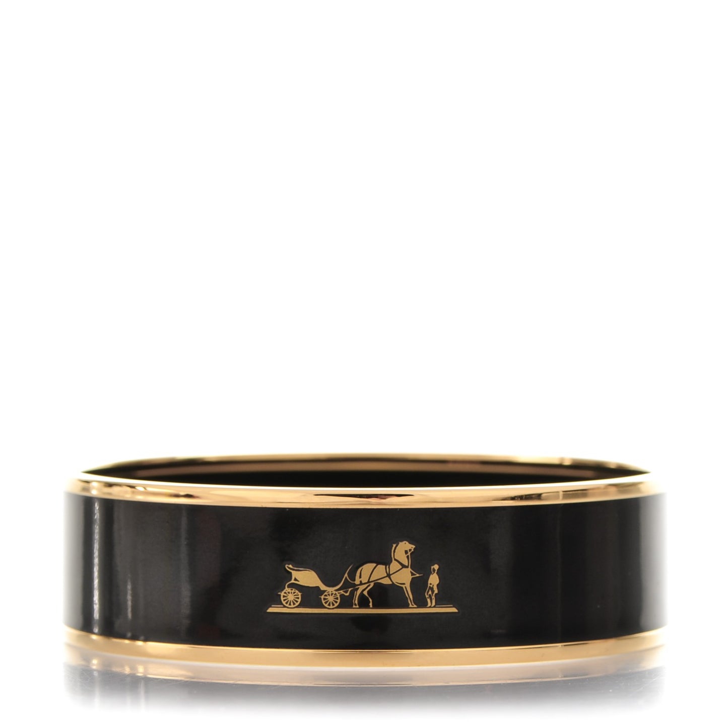 Enamel Printed Wide Caleche Bracelet 65 Black