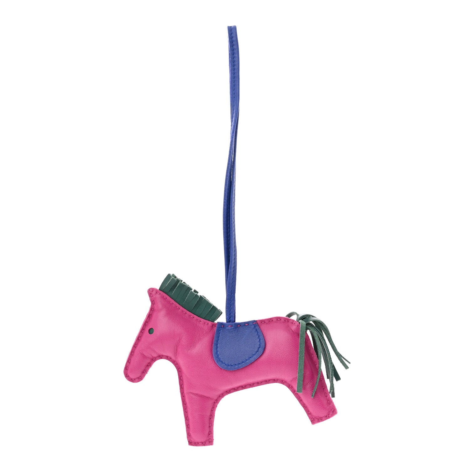 Hermes Milo Lambskin Grigri Rodeo Horse Bag Charm MM Rose Pourpre Malachite Bleu Electrique 1 of 5