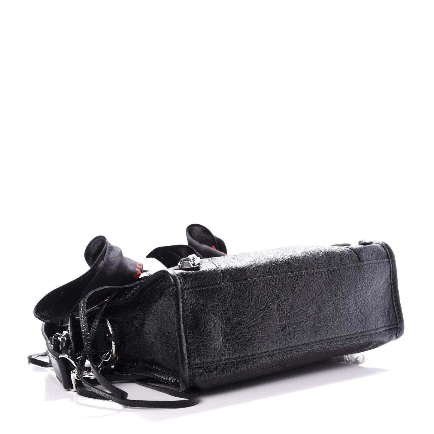 Agneau Classic Silver Hardware Mini S City Scarf Black