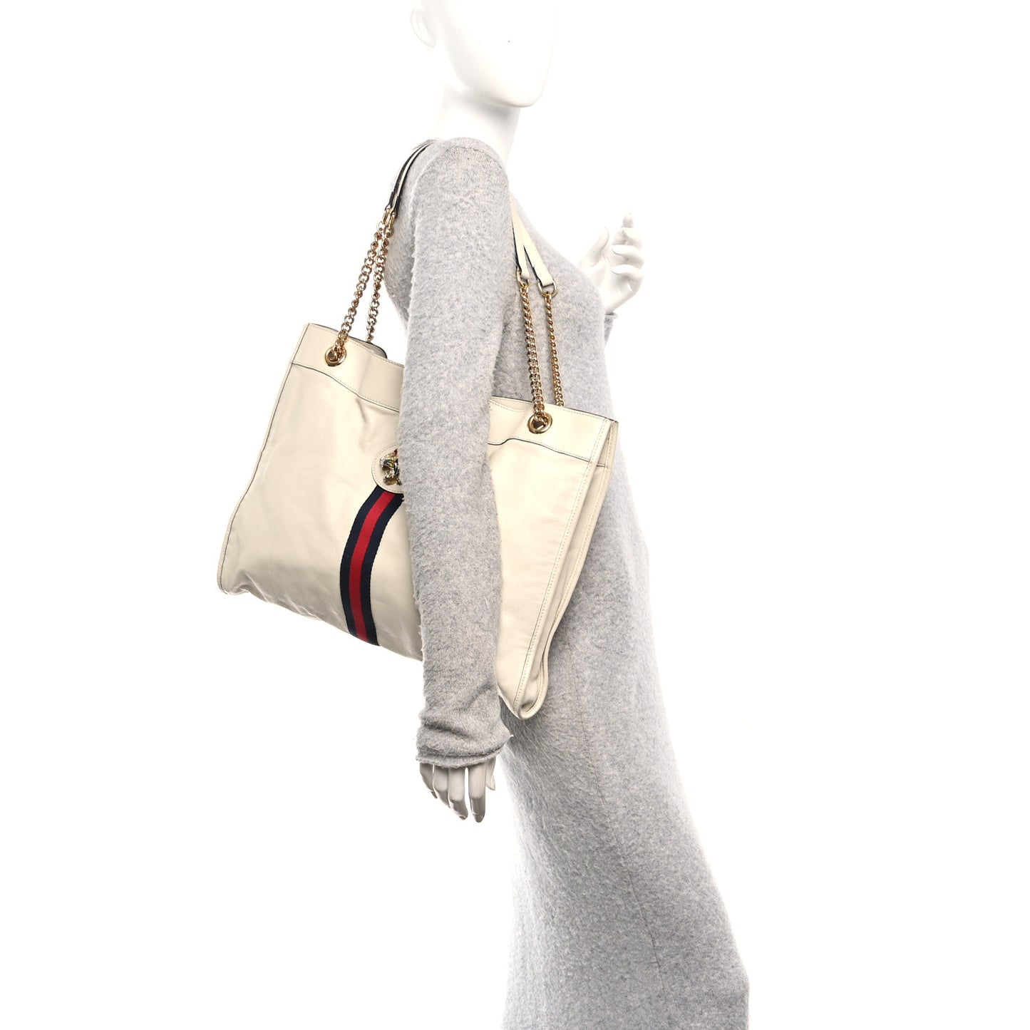 Calfskin Large Rajah Chain Tote White