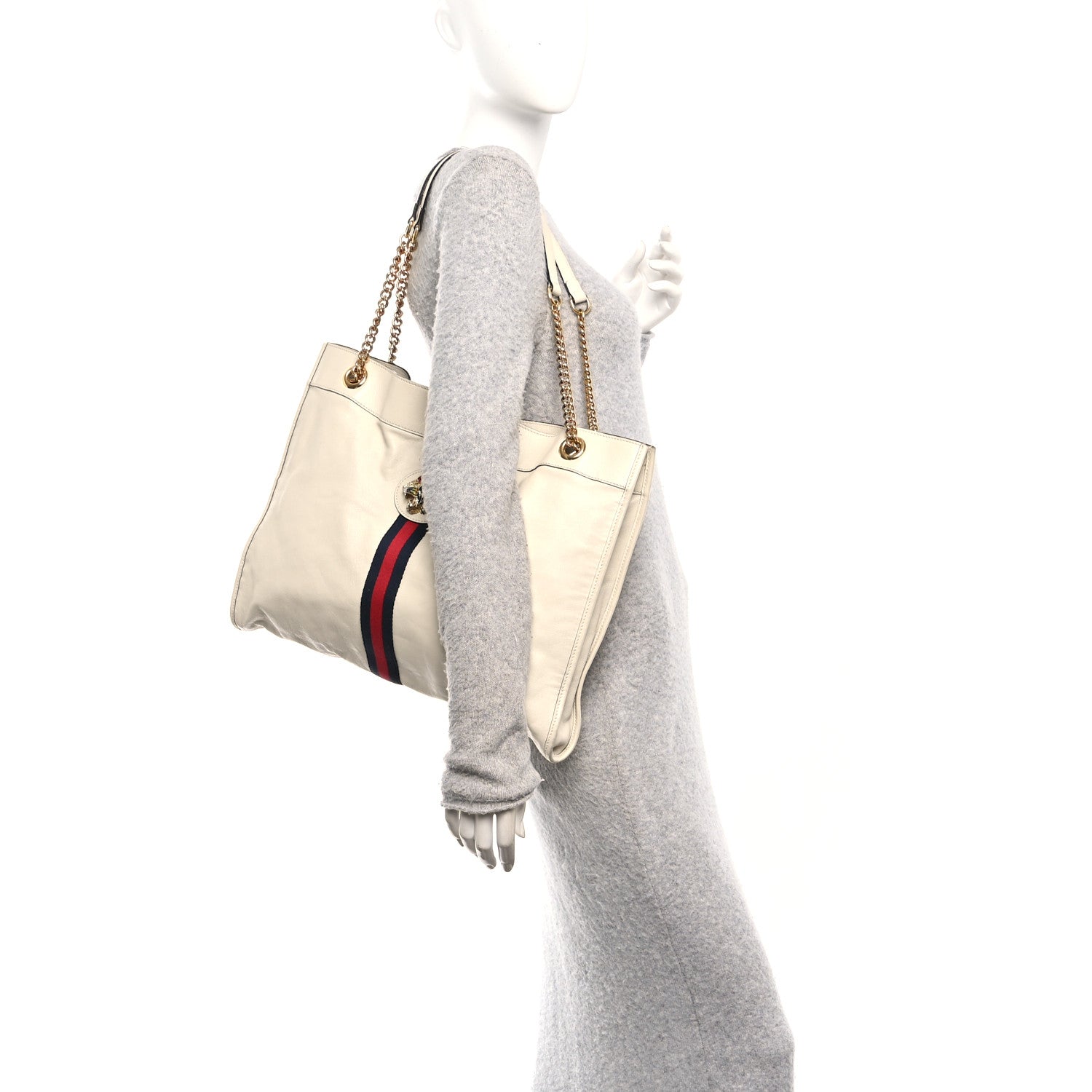 Gucci Calfskin Large Rajah Chain Tote White 2 of 11
