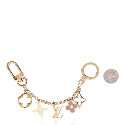 Louis Vuitton Brass Enamel Fleur De Monogram Bag Charm Chain Gold 2 of 3