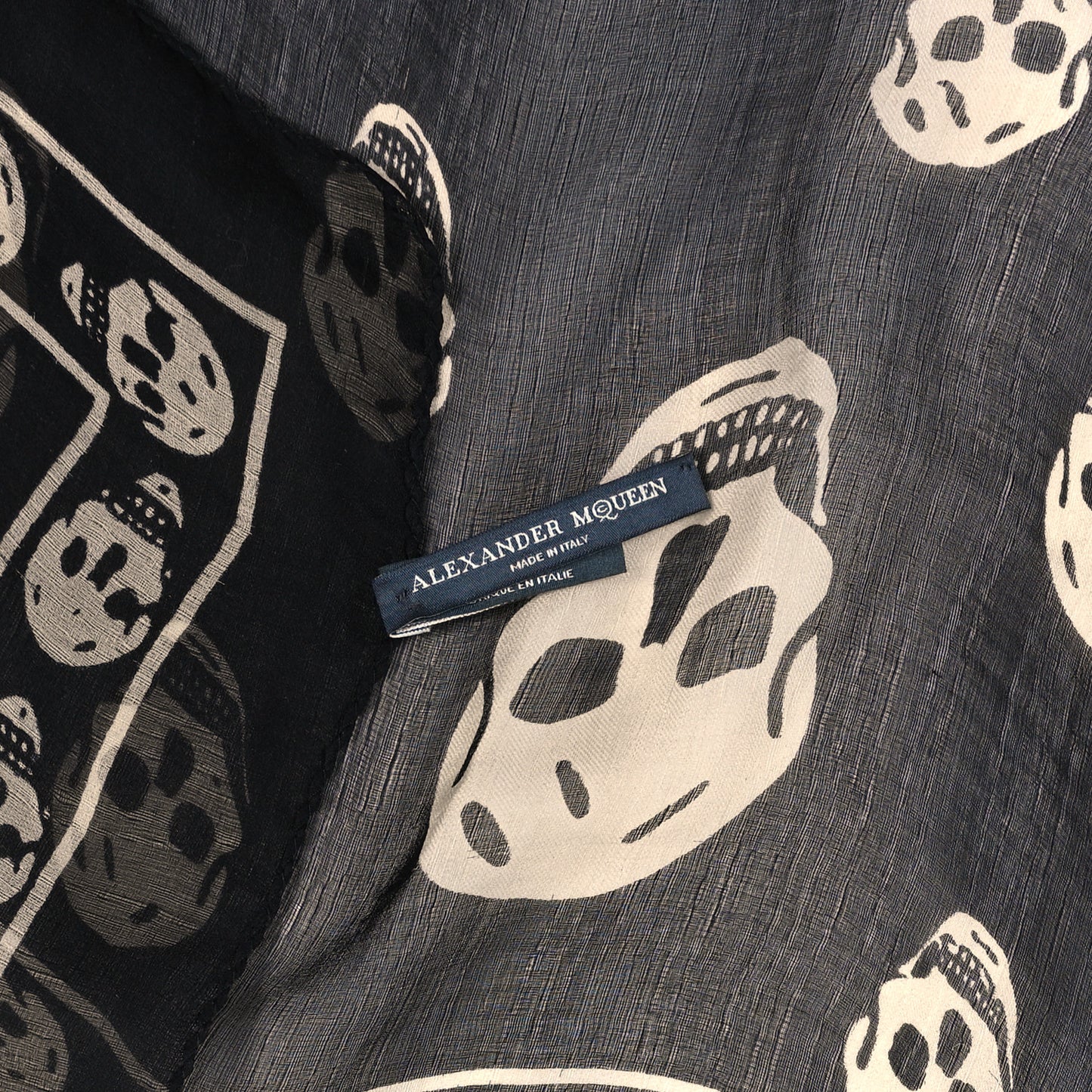 Silk Chiffon Skull Scarf Black Ivory