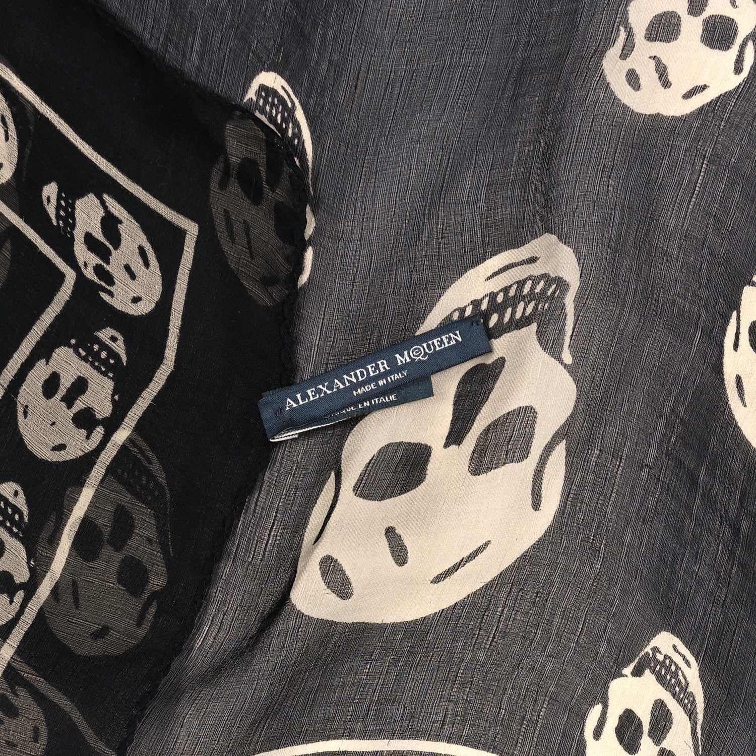 Alexander McQueen Silk Chiffon Skull Scarf Black Ivory 2 of 3
