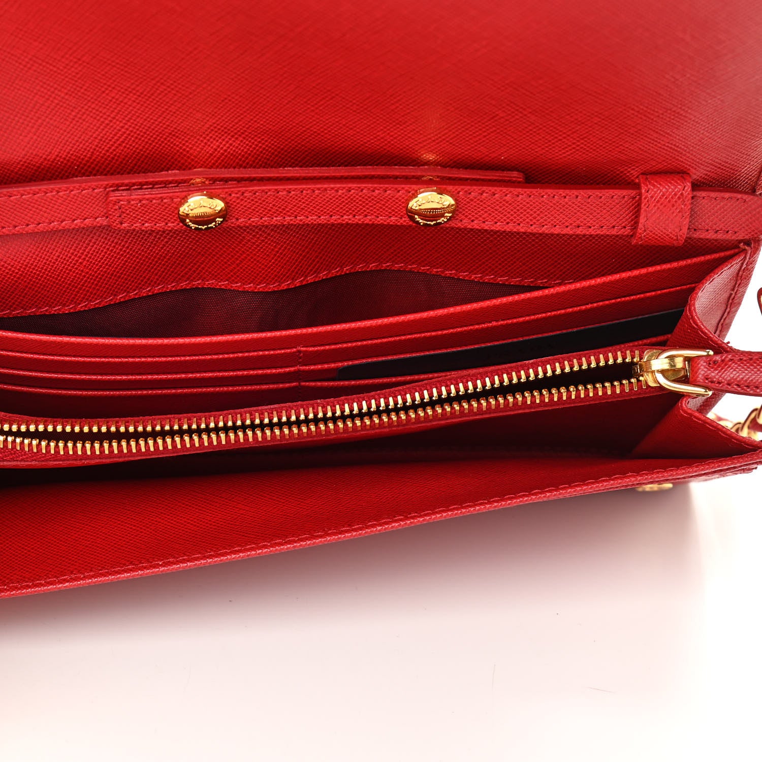 Prada Saffiano Wallet on Chain Fuoco 5 of 10