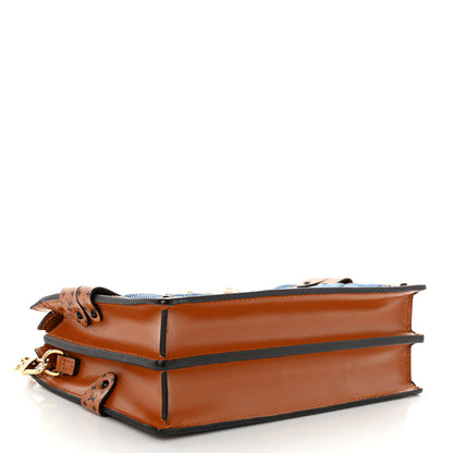 Louis Vuitton Denim Calfskin Malletage Trunk Clutch Light Blue 4 of 9