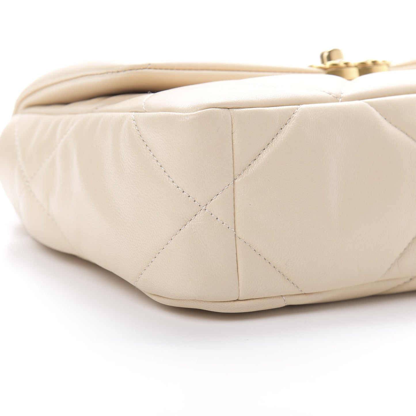 Goatskin Quilted Medium 19 Flap Beige