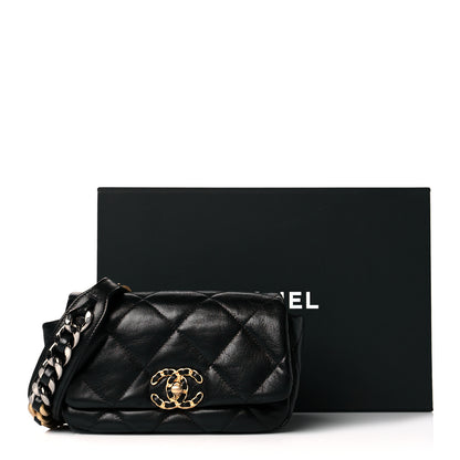 Chanel Goatskin Quilted Chanel 19 Waist Bag Black 12 of 12
