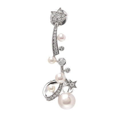 Chanel 18K White Gold Diamond Pearl Comete Perlee Ear Cuff 1 of 5