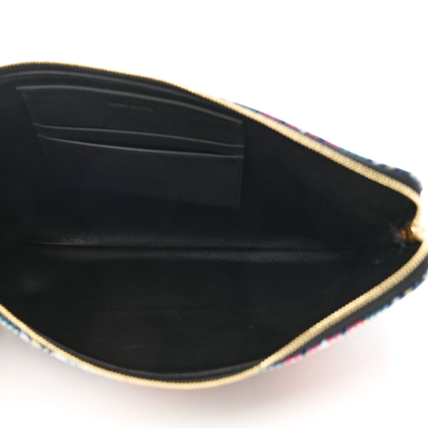 Celine Calfskin Tartan Felt Plaid Clutch Black Multicolor 5 of 7