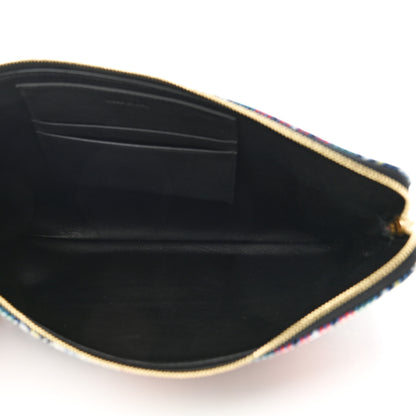 Celine Calfskin Tartan Felt Plaid Clutch Black Multicolor 5 of 7