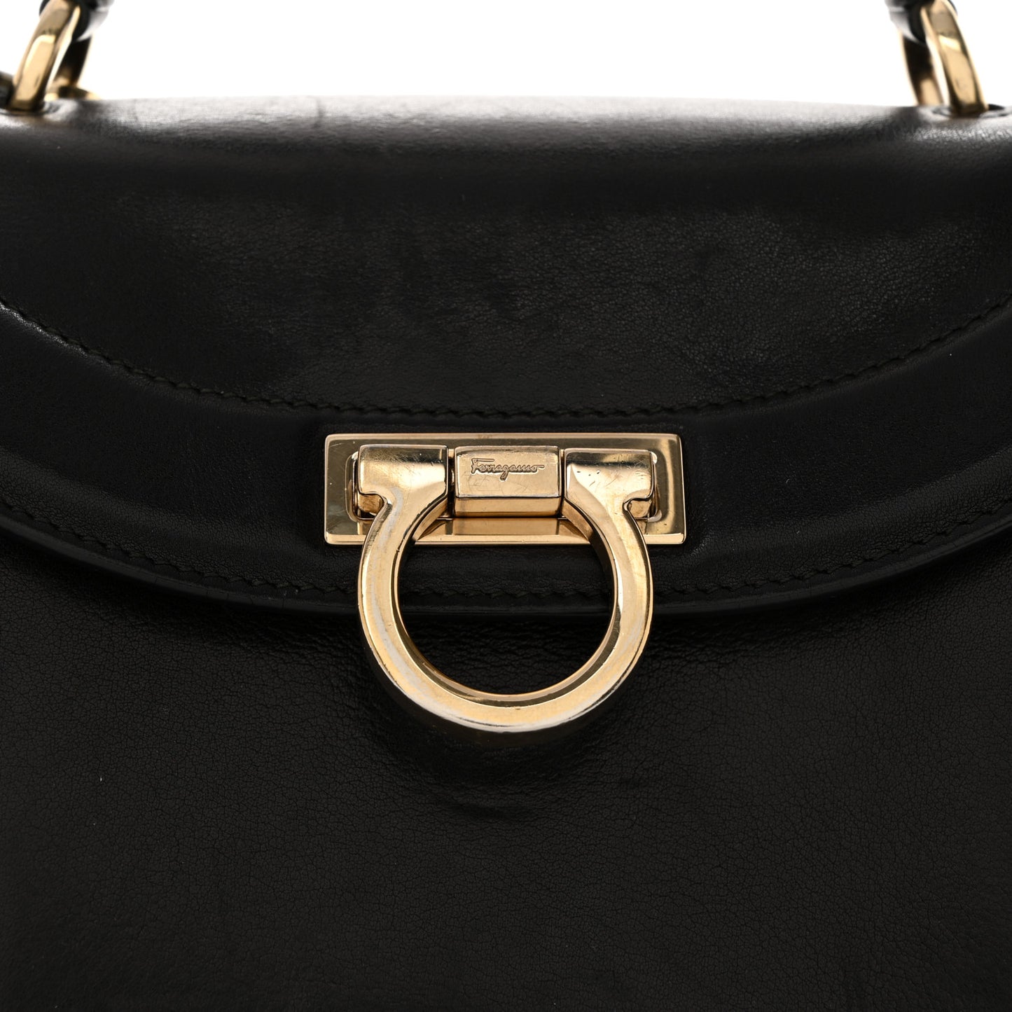 Calfskin Sofia Rainbow Top Handle Bag Black