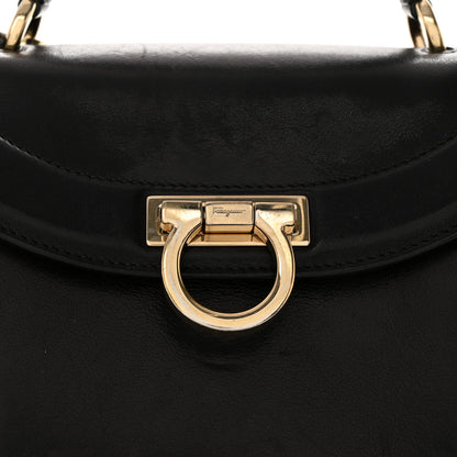 Salvatore Ferragamo Calfskin Sofia Rainbow Top Handle Bag Black 8 of 17