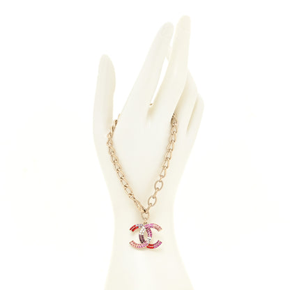 Chanel Baguette Crystal Chain CC Bracelet Pink Gold 2 of 6