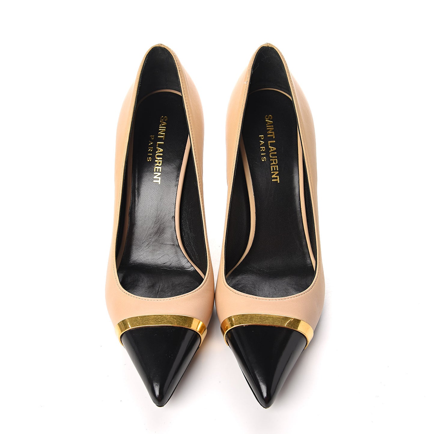 Mat Glossy Nappa Cap Toe Paris 105 Pumps 37 Nude Powder Black