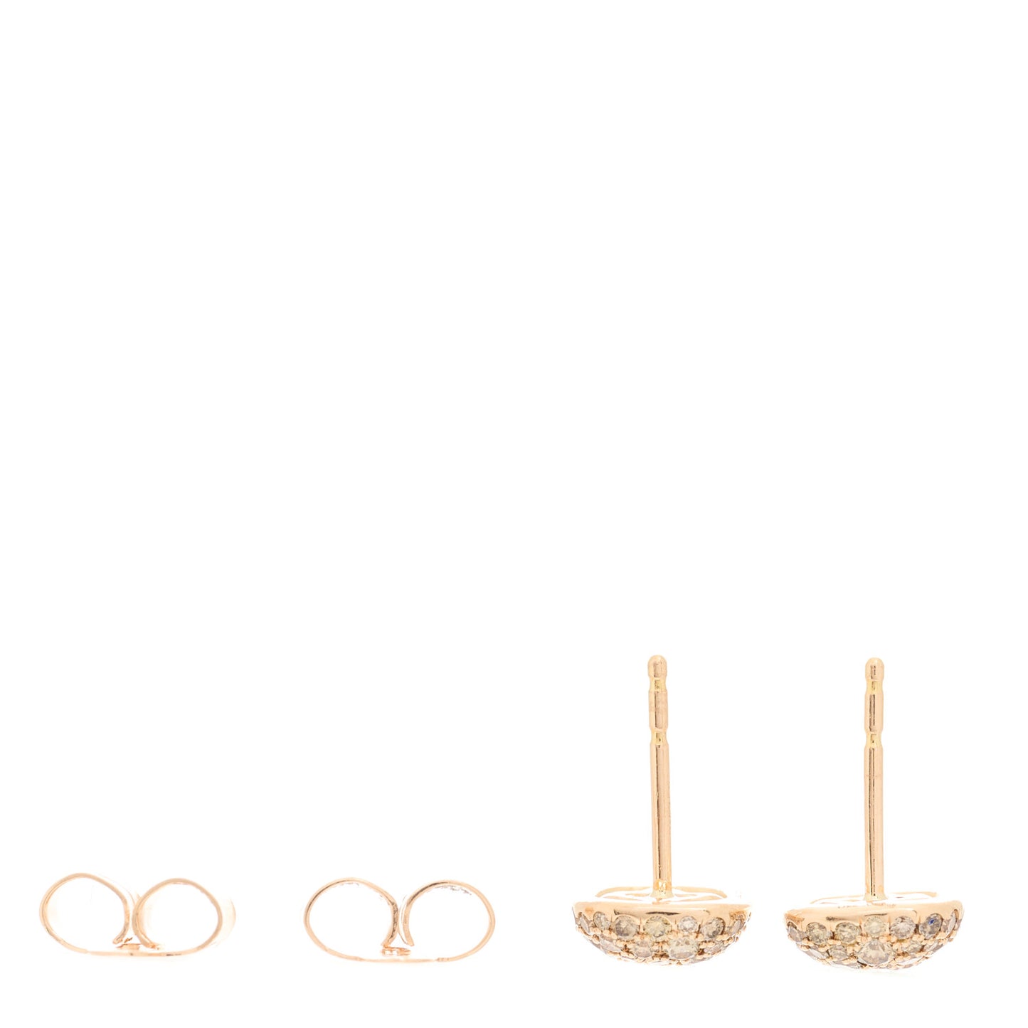 18K Rose Gold Cognac Diamond 8mm Cushion Stud Earrings