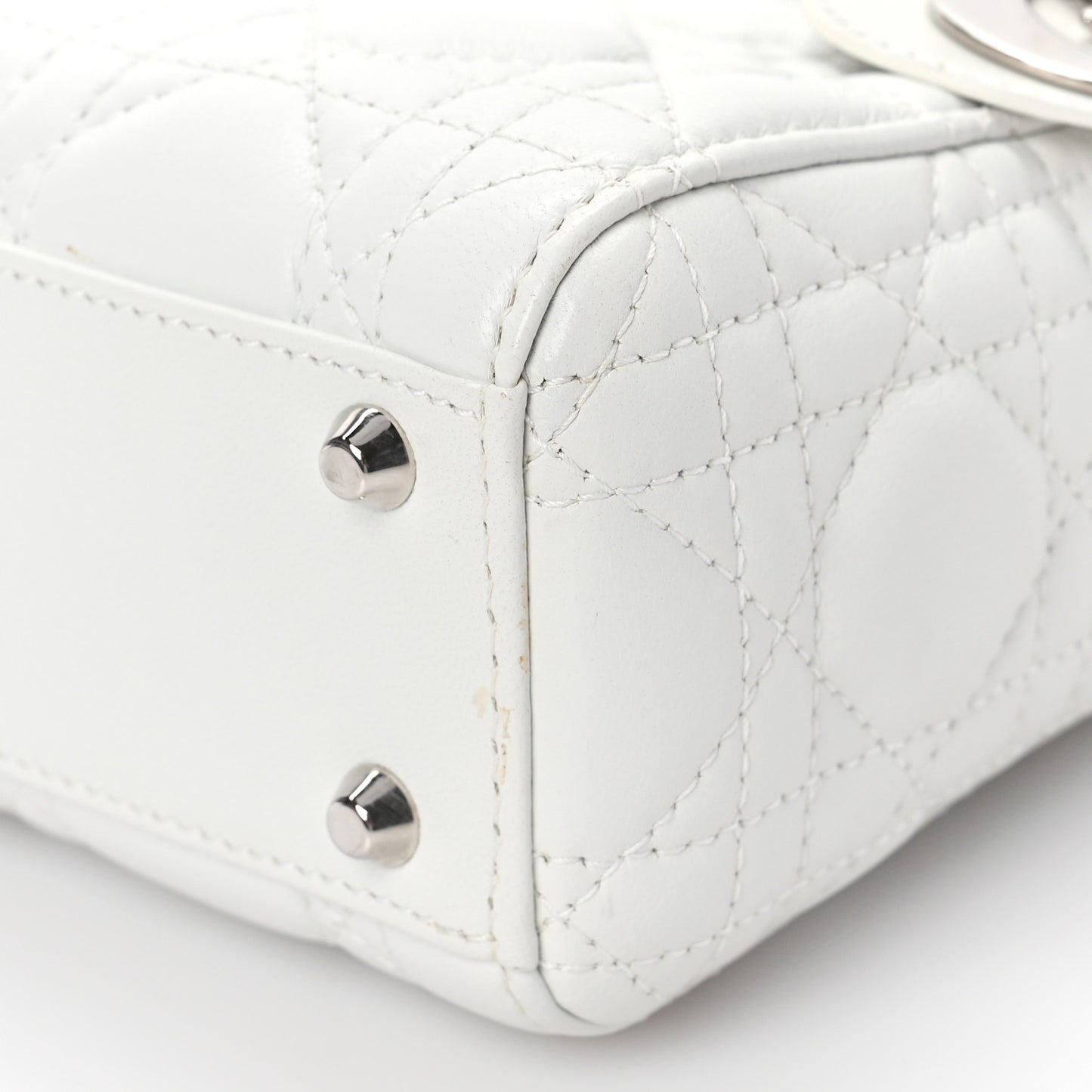 Lambskin Cannage Mini Lady Dior White
