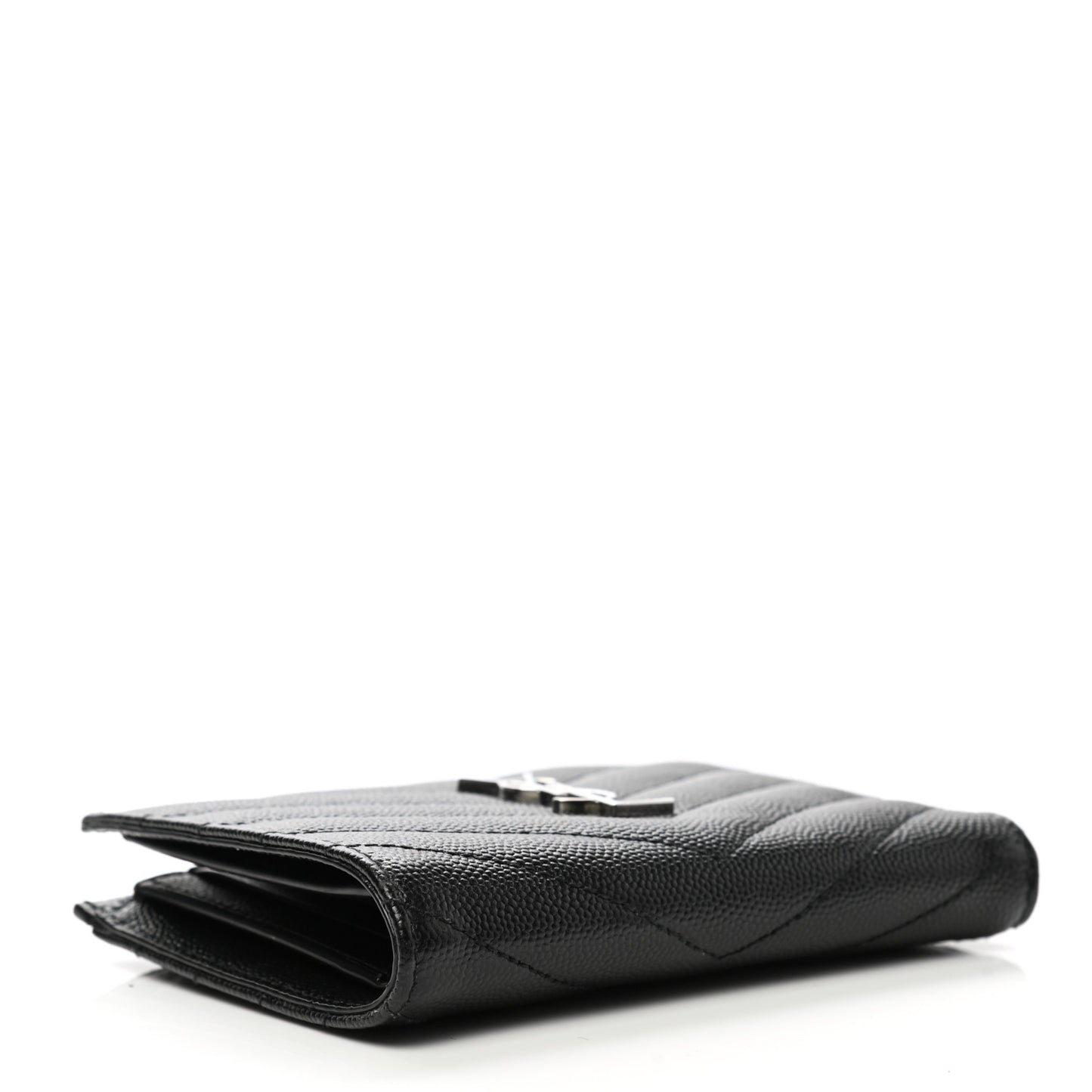 Grain De Poudre Matelasse Chevron Monogram Zipped Two-Part Wallet Black