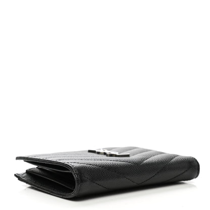 Saint Laurent Grain De Poudre Matelasse Chevron Monogram Zipped Two-Part Wallet Black 4 of 8