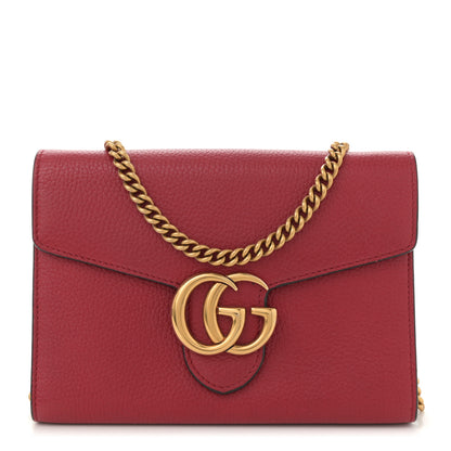 Gucci Calfskin GG Marmont Chain Wallet Vulcanic Red 1 of 12