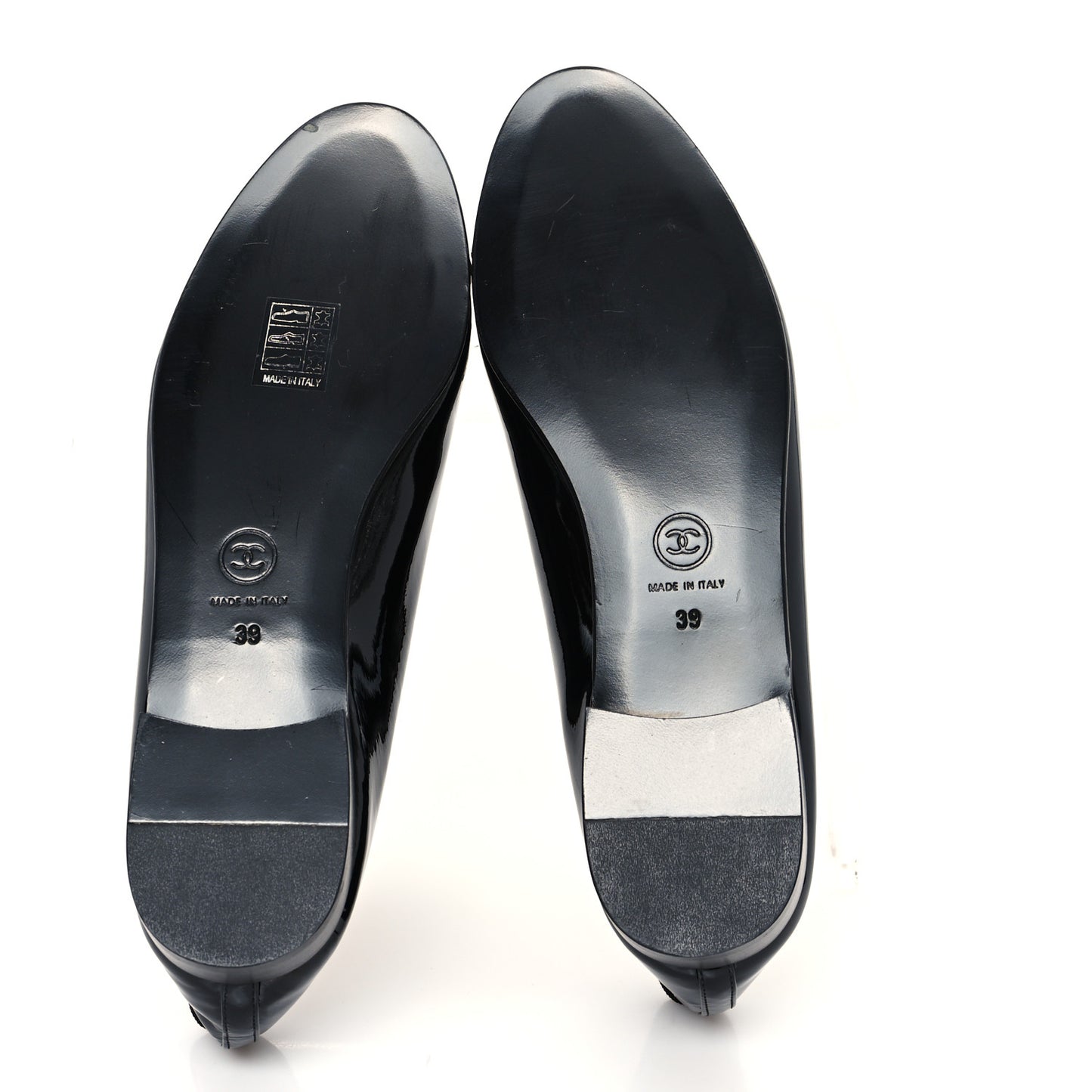 Patent CC Cap Toe Ballerina Flats 39 Black Beige