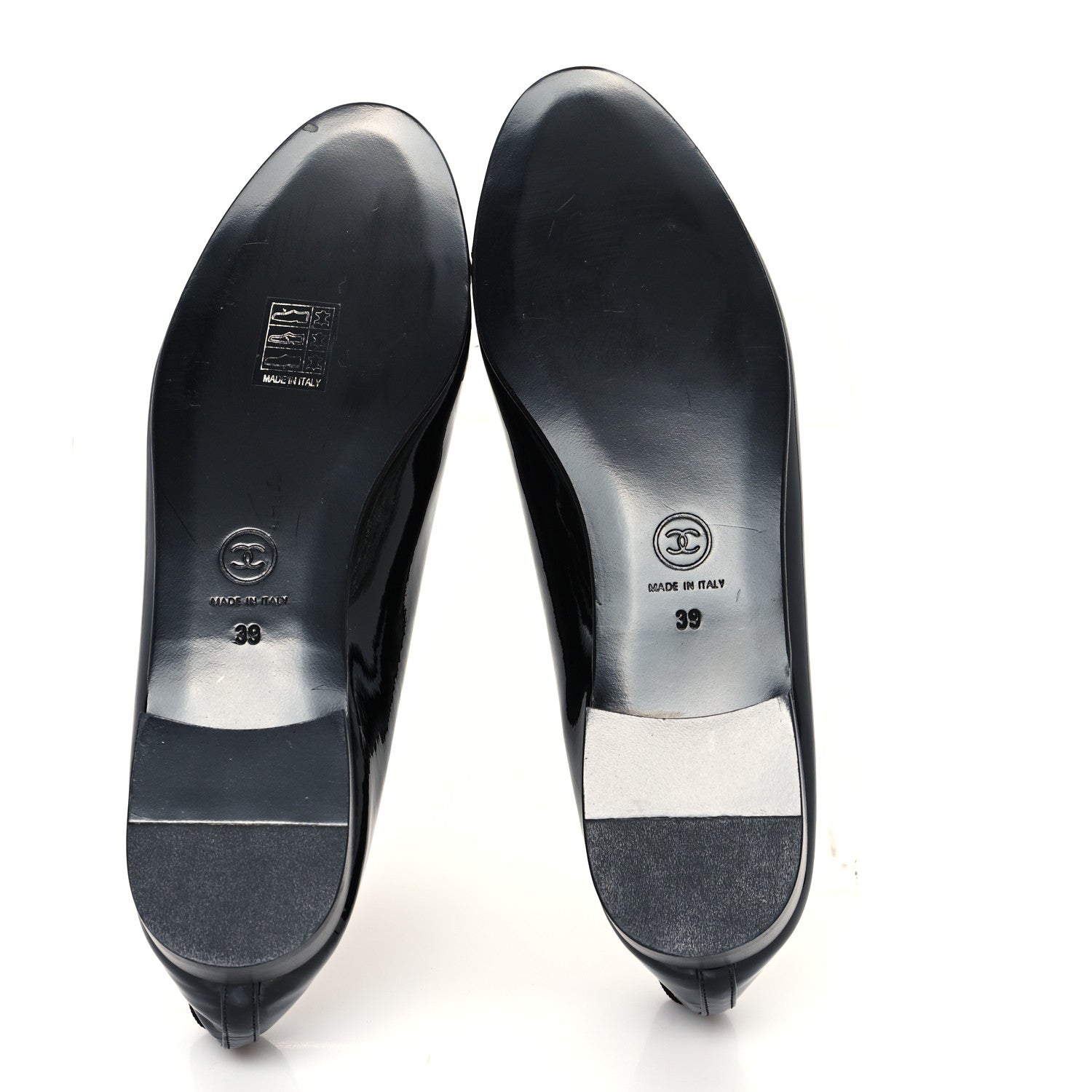 Chanel Patent CC Cap Toe Ballerina Flats 39 Black Beige 6 of 10