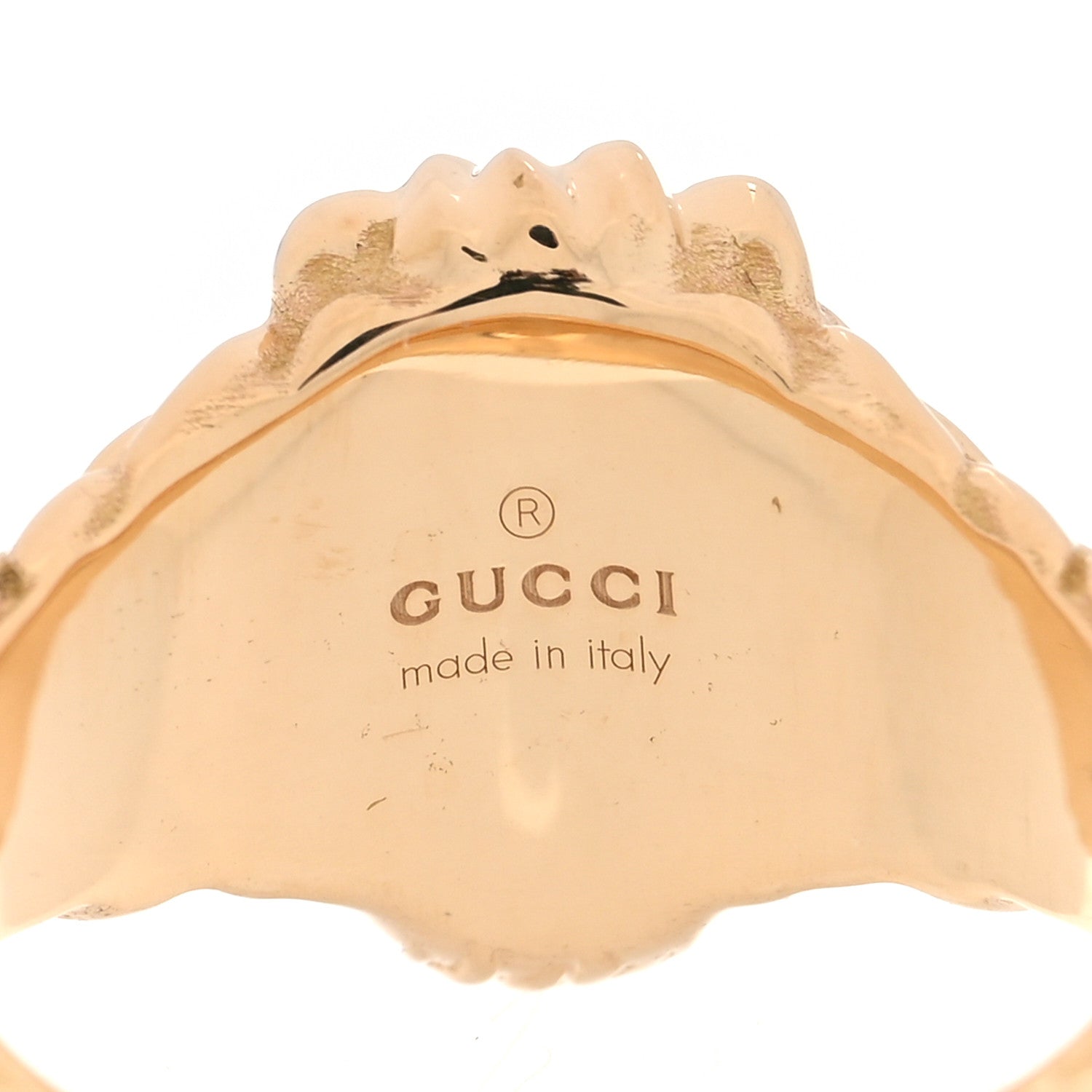 Gucci 18K Yellow Gold Diamond Fire Opal Lion Head Ring 54 6.75 4 of 4