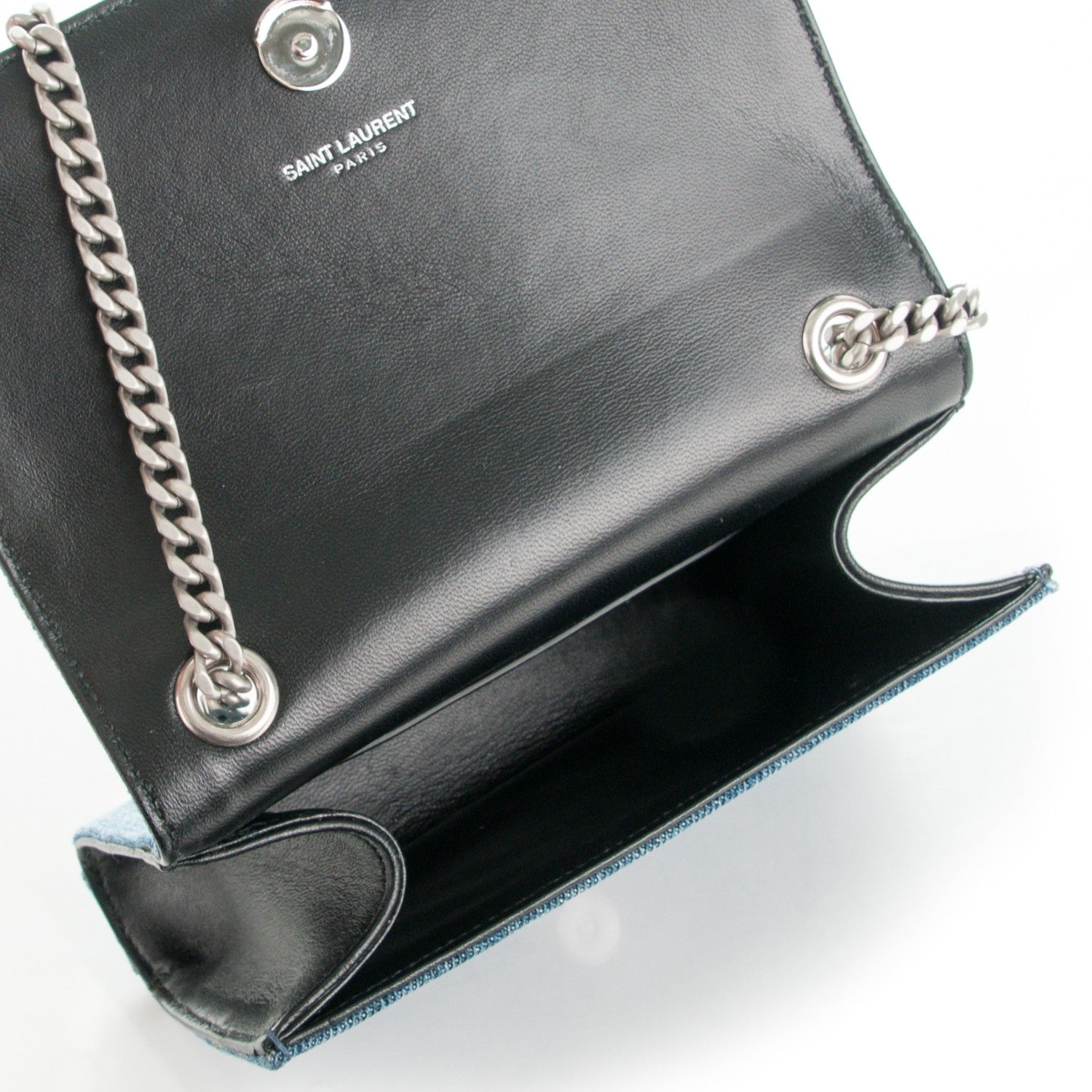 Saint Laurent Denim Small Classic Monogram Satchel Blue 5 of 6