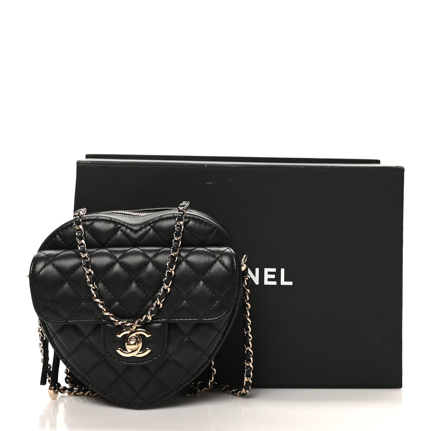 Chanel Lambskin Quilted CC In Love Heart Bag Black 10 of 10