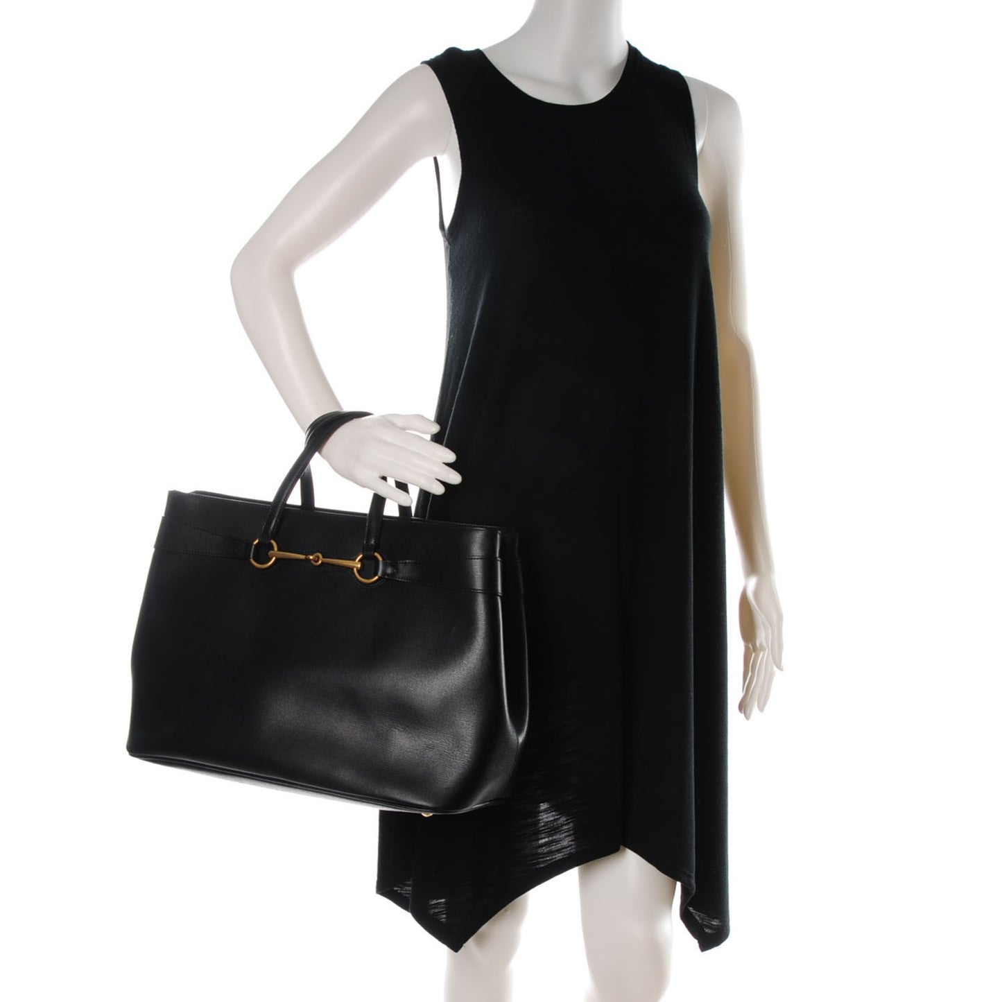 Textured Calfskin Large Bright Bit Tote Black