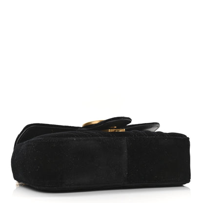 Gucci Velvet Matelasse Mini GG Marmont Shoulder Bag Black 3 of 10