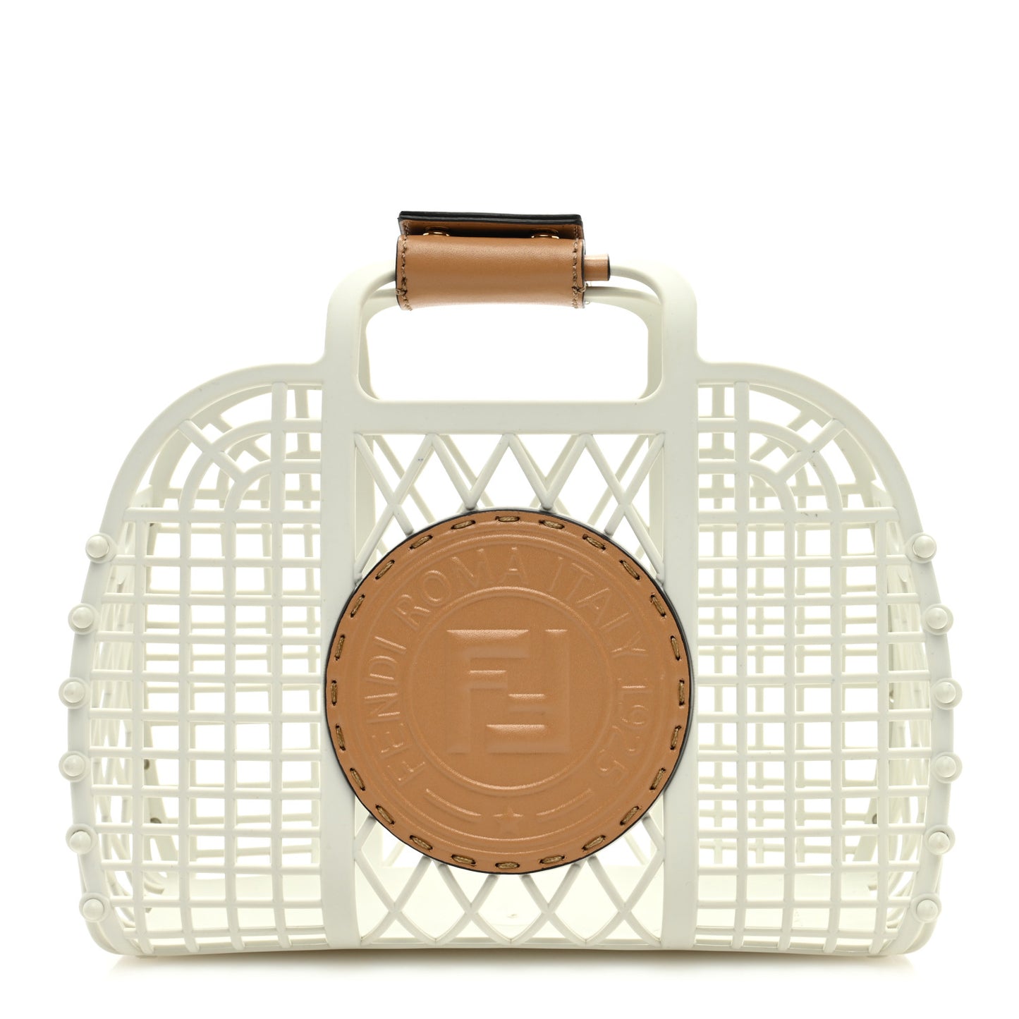Recycled Plastic Vitello Liberty Matte Small Fendi Basket White Ice Miele Scuro