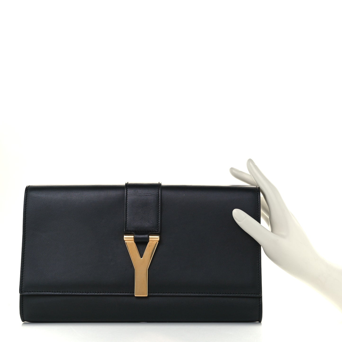 Calfskin Classic Y Ligne Clutch Black