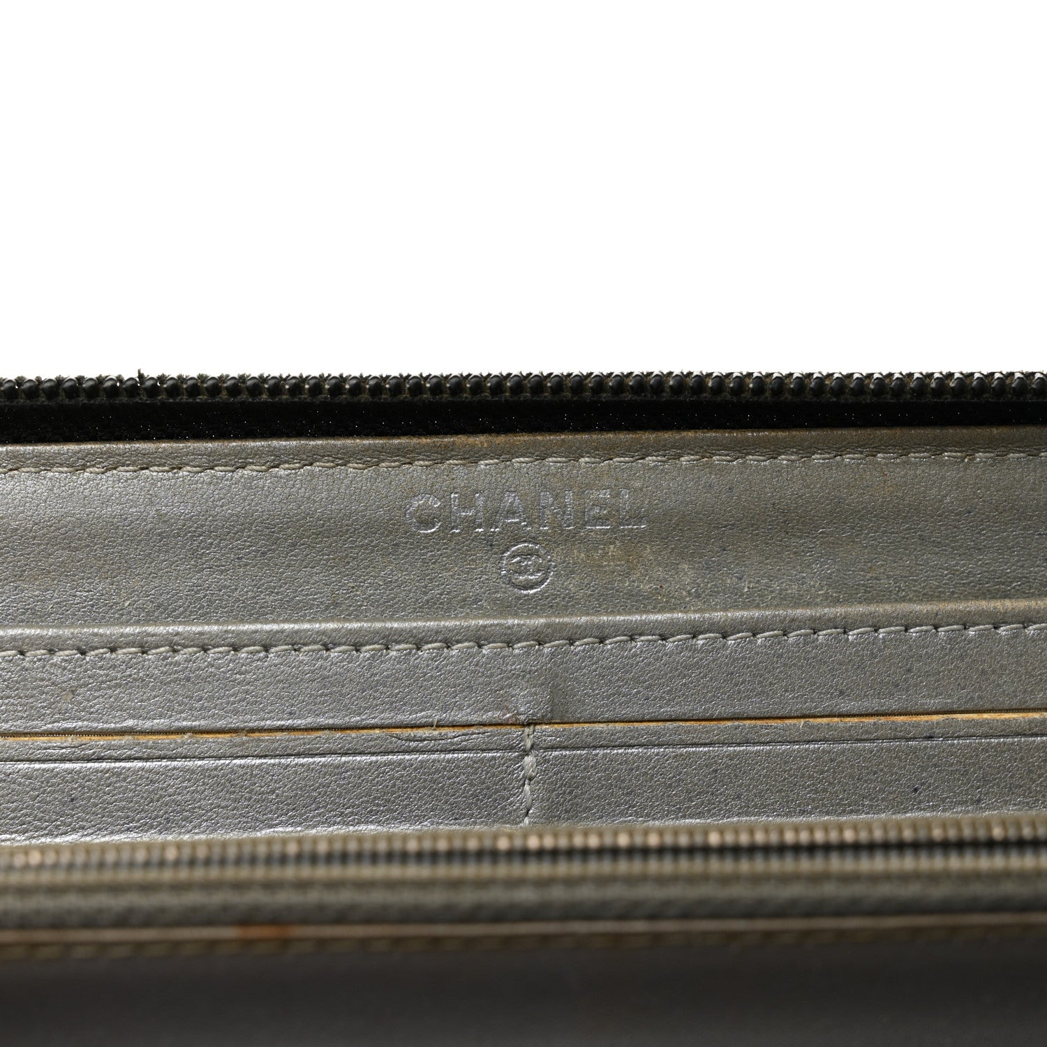 Chanel Lambskin Camellia Embossed Zipped Gusset Wallet Black 6 of 12