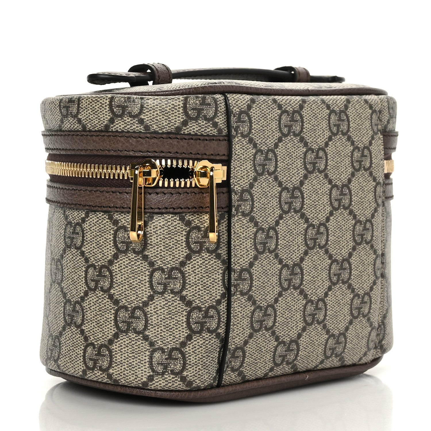 Gucci GG Supreme Monogram Textured Calfskin Web Ophidia Vanity Cosmetic Case Beige Ebony New Acero 3 of 10