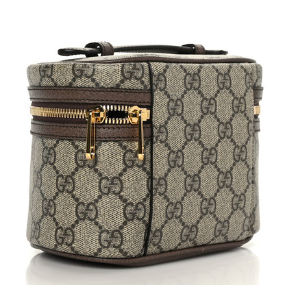 Gucci GG Supreme Monogram Textured Calfskin Web Ophidia Vanity Cosmetic Case Beige Ebony New Acero 3 of 10