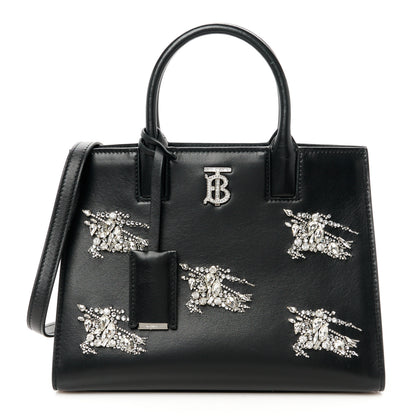 Burberry Calfskin Crystal Equestrian Knight Small Frances Tote Black 1 of 10