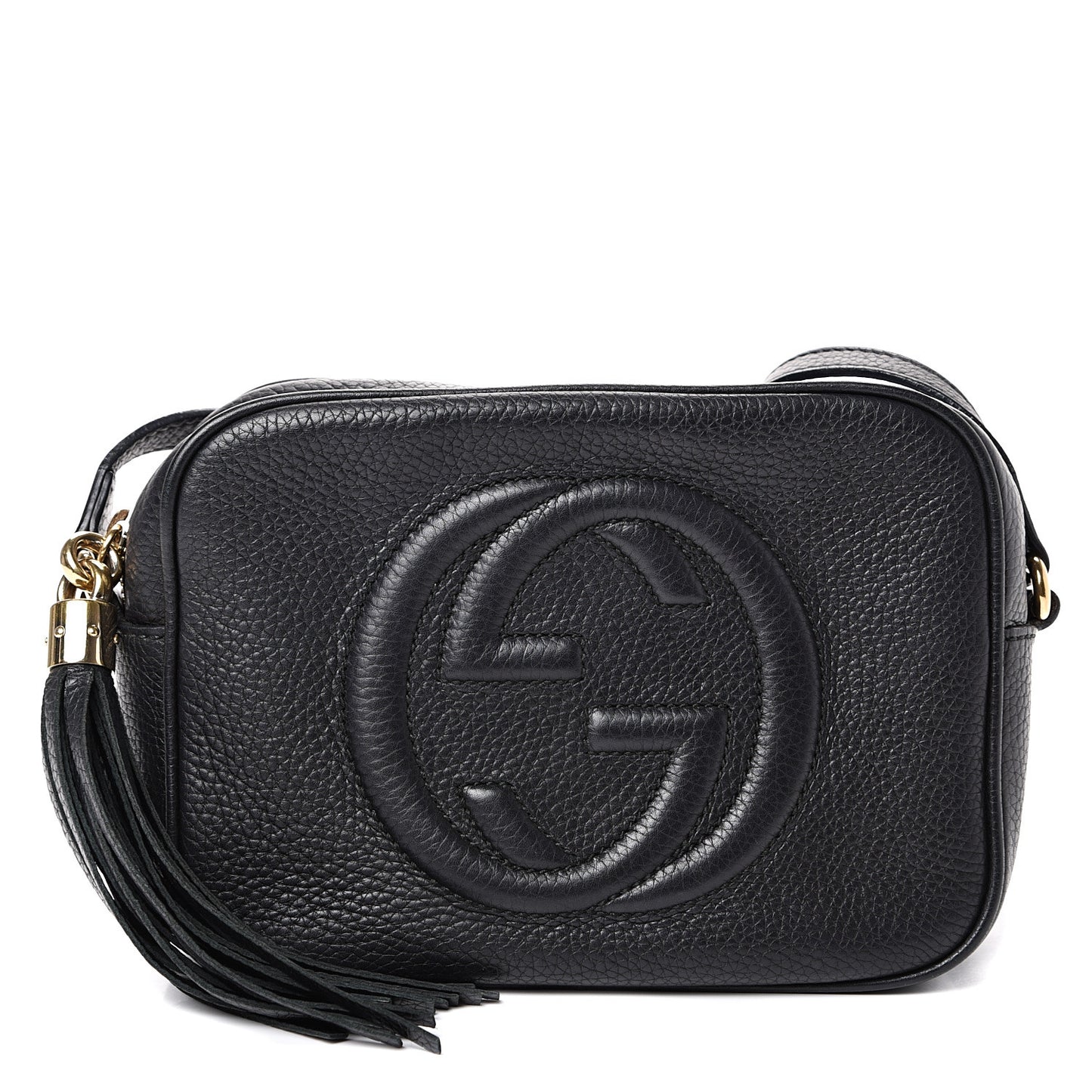 Pebbled Calfskin Small Soho Disco Bag Black