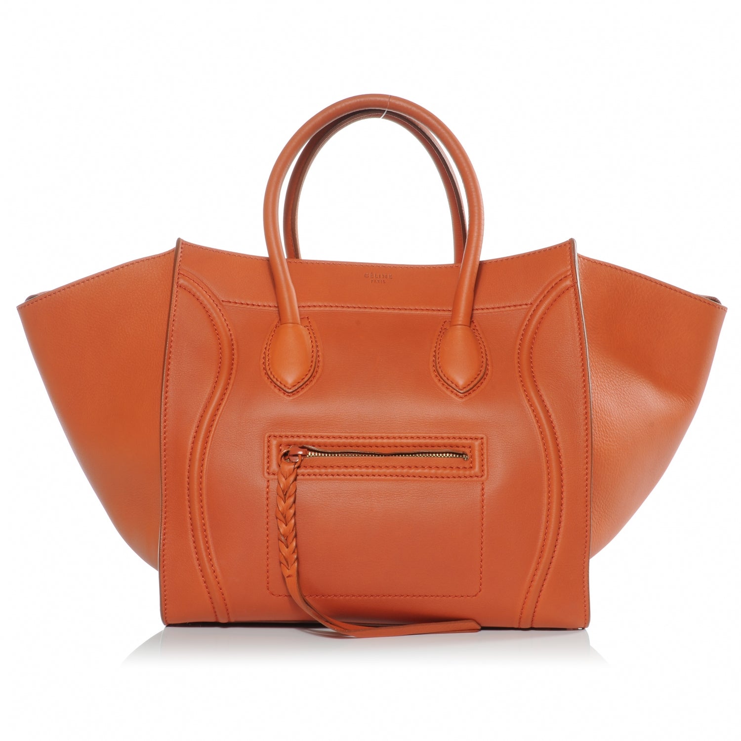 Celine Smooth Calfskin Medium Phantom Luggage Bag Orange 1 of 9