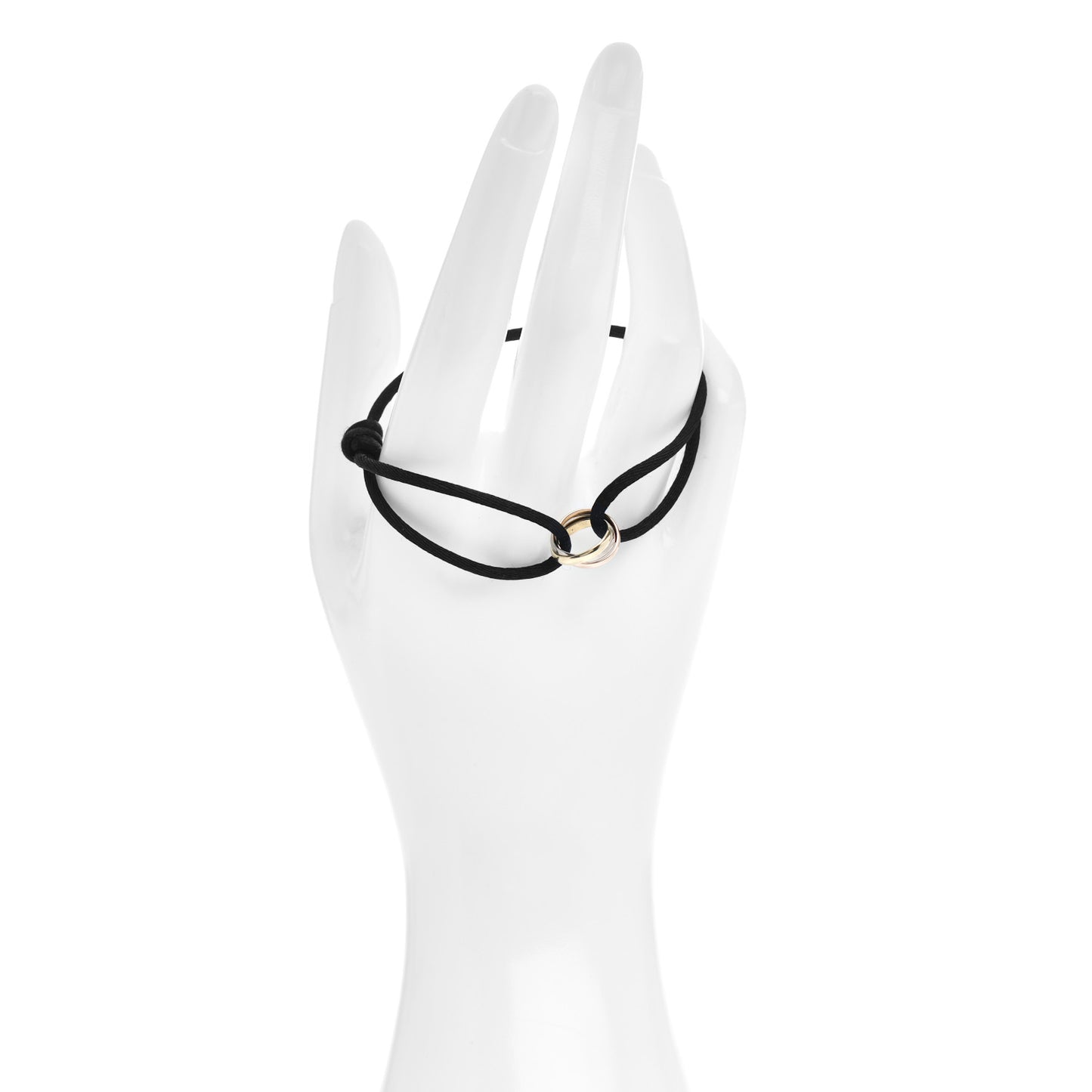 18K Pink Yellow White Gold Trinity Adjustable Cord Bracelet Black